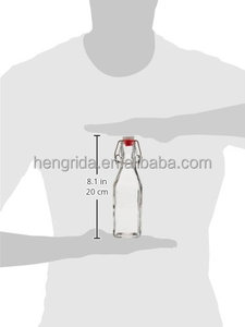 8.5oz <strong>Swing</strong> <strong>Top</strong> Glass <strong>Bottle</strong> with Metal Clamp for Water Juice Oil Screen Printing Custom Design - Product Image 4