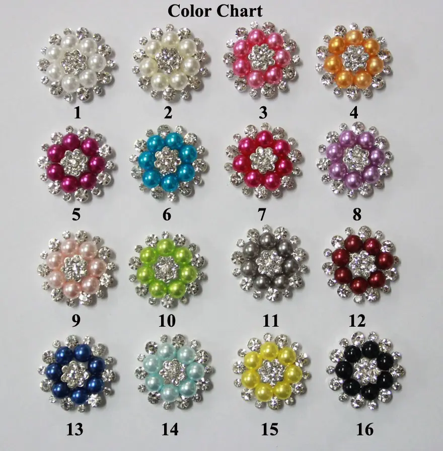 Wholesale 28mm Flatback Rhinestone Button Wedding Embellishment Pearl Button LSRB05018 with Pearl for Hair Flower Buttons Metal