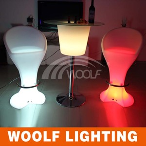 led de color naranja de plástico de alta de nuevo para adultos taburete de la barra silla de la barra - Product Image 1