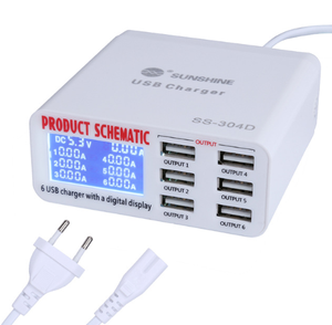 <span class=keywords><strong>Caricatore</strong></span> <span class=keywords><strong>USB</strong></span> da 40W a 6 Porte con Display LCD, <span class=keywords><strong>Caricatore</strong></span> da Tavolo per Telefoni Cellulari, Ricarica Rapida Intelligente per Smartphone, RIPARAZIONE - Product Image 1