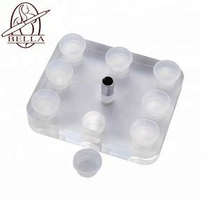 BELLA 8 trous acrylique Pigment encre tasse support maquillage Permanent tatouage fournitures carré colle conteneur support beauté soins personnels - Product Image 1