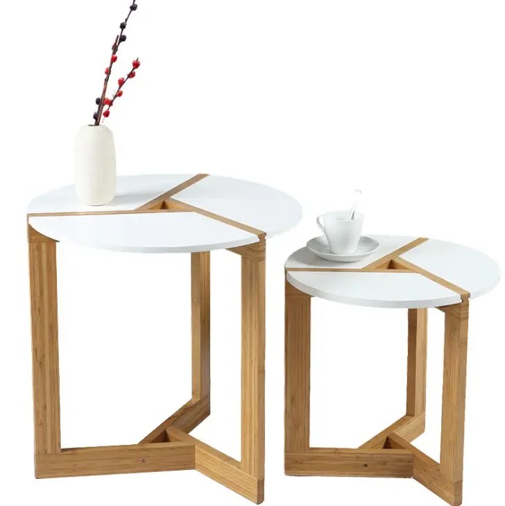 Table latérale de canapé en bambou, forme de goutte d'eau, meubles modernes