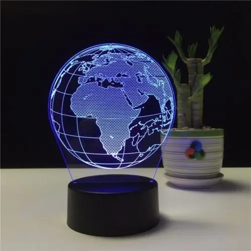 3D LED Night Light โคมไฟอะคริลิคโคมไฟภาพลวงตา Earth Globe