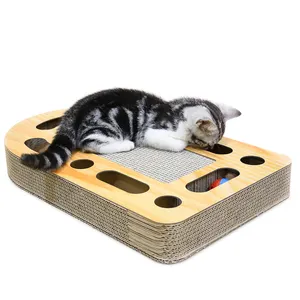 DEKU Interactive Smart Pet Toy for Cat Corrugated Cardboard Cat Scratcher with Catnip