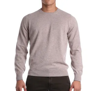 Men Crew Neck Sweater Pattern Knitted Mongolian Cashmere Pullover