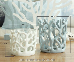 Resina del medio ambiente coral taza de té titular de la vela - Product Image 1