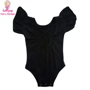 Bán Buôn Nhảy Leotards Trẻ Em Nhiều Màu Leotards Backless Đen Bé Gái Rung Tay Áo Leotard Với Snaps