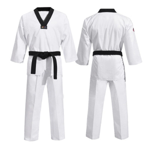 Uniformes de Taekwondo con Logotipo Personalizado en la Parte Delantera para Adultos Unisex Duraderos de Poliéster/Algodón Ligeros - Product Image 1