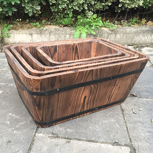 Pot de jardin Coffret de 4 Intérieur Extérieur Jardinière <span class=keywords><strong>En</strong></span> <span class=keywords><strong>Bois</strong></span> Avec Des Trous de Drainage <span class=keywords><strong>En</strong></span> <span class=keywords><strong>Bois</strong></span> Jardinière Seau <span class=keywords><strong>En</strong></span> <span class=keywords><strong>Bois</strong></span> - Product Image 3