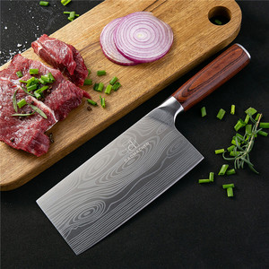 Coltello <span class=keywords><strong>da</strong></span> <span class=keywords><strong>Cucina</strong></span> Cinese con Manico Colorato e Motivo Damascato - Product Image 2