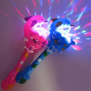 Flashing Colorful music Dolphin Dance Magic Wand Luminous Colorful Music Light Sticks Rotating Projection Lamp Birthday Gift toy