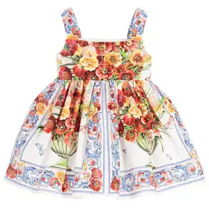 Custom made kids clothes children summer embroidery national girl dress