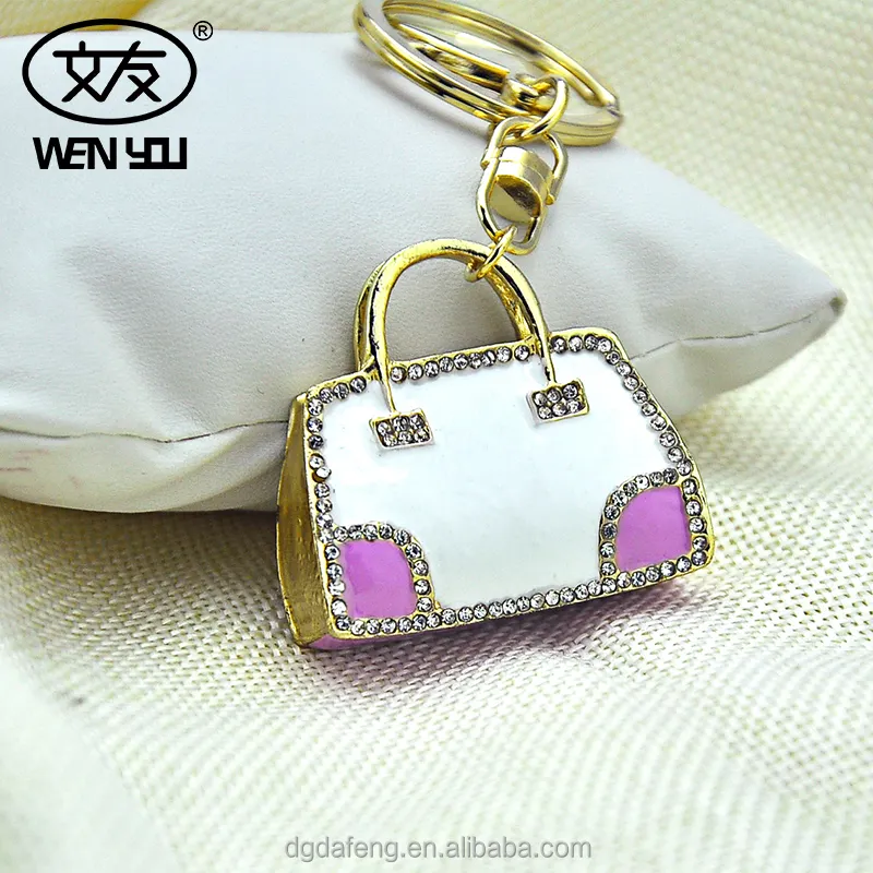 WenYou KD1030 3D Printing Crystal Keychain Charm Bag Shape with Logo as Valentine's Day Gifts for Lovers