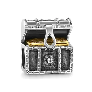 Wholesale Custom Designer Treasure Jewelry 925 Sterling Silver Box Charm for Bracelet