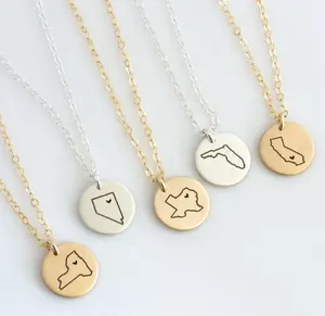 Initial Gold Country Map State Necklace Africa Necklace Gift