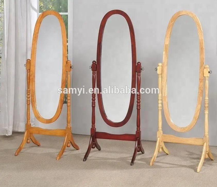 スイベル木製楕円形シュバルミラー