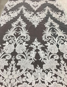 Tissu de mariage brodé à la machine de haute qualité, perles brodées de luxe, paillettes, dentelle pour la confection de robes, 100% filles - Product Image 1