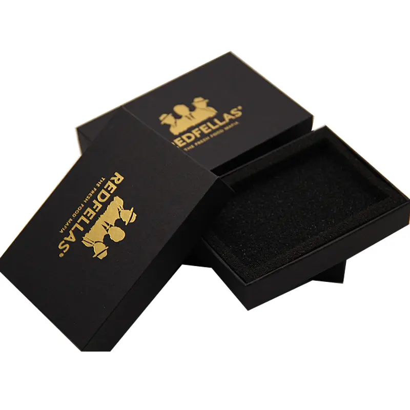 Красивая Черная крафт-упаковка на заказ, маленькие подарочные картонные коробки для визиток, логотип золотой фольги