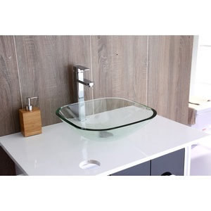 Plaza de mano portátil lavabo de vidrio transparente solo fregadero de tazón - Product Image 3