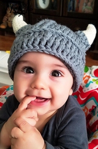 Chapeau de bébé guerrier viking fait à la main, <span class=keywords><strong>bonnet</strong></span> en <span class=keywords><strong>tricot</strong></span> crochet, casque, accessoire de photographie pour nouveau-né, chevalier pour enfants (3 tailles au choix) A117 - Product Image 5