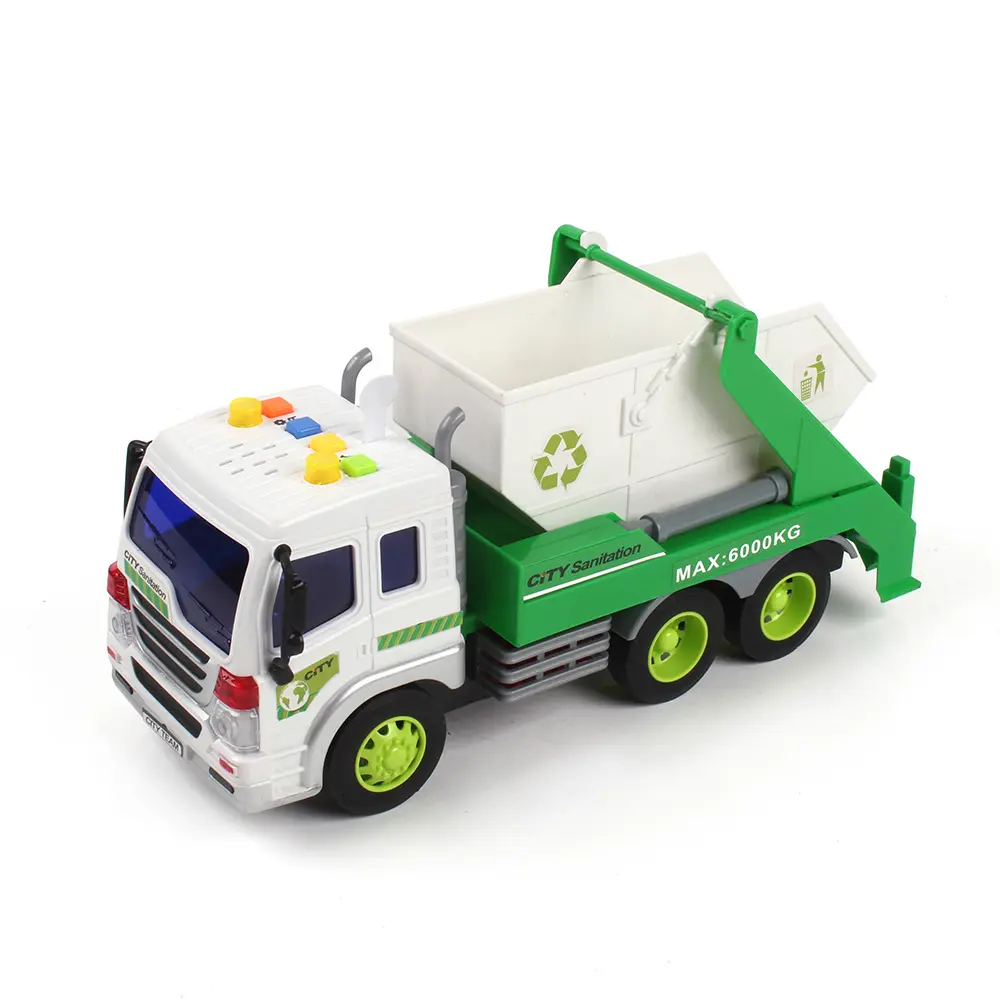 New Plastic Kids Friction Powered Recycling Garbage Toy Truck with Light and music