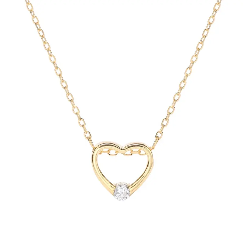 Romantic 18K Gold Hollow Heart Necklace Sterling Silver 925 Heart Pendant Necklaces A1090