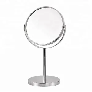 Yuvarlak Çift Taraflı Döner Kafa Standı üzerinde Banyo Tıraş ve Makyaj Aynası Masa Aynası