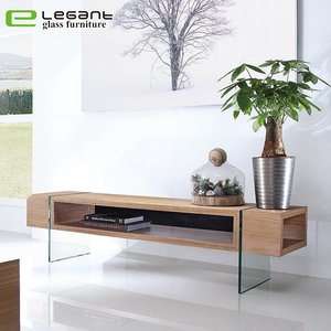 Contemporary Clear <strong>Glass</strong> <strong>TV</strong> <strong>Stand</strong> with High Gloss White Painting Drawers - Product Image 3