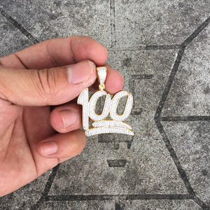 Cz Micro Pave <span class=keywords><strong>100</strong></span> puntuación oro Hip Hop colgante de bronce - Product Image 2
