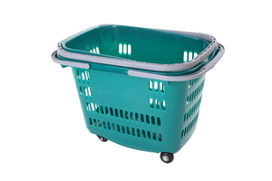 Tejido de plástico de cestas de compras de supermercado cesta carros con <span class=keywords><strong>2</strong></span> ruedas venta al por mayor - Product Image 6