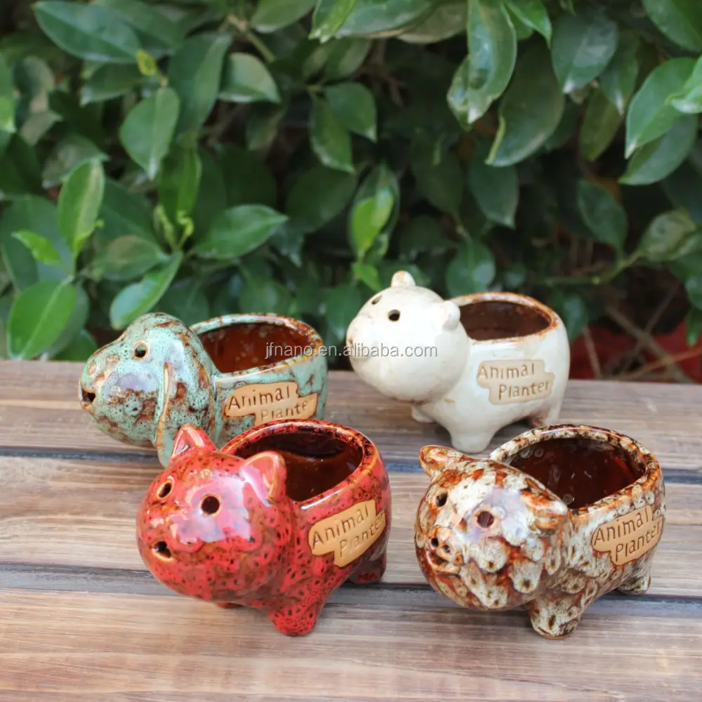 Wholesale Cartoon Various Animal Planter Ceramic Flower Pot for Home, Garden Deroration Used with Flower/green Plant Glazed