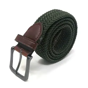 lady belt China supplier wholesale custom fashion army black 3.5cm wide woven belt for women