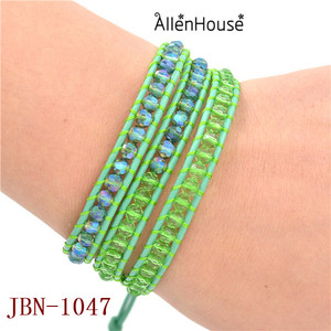Vert Cristal Perles 3 Couches Vert Bracelet En Cuir pour <span class=keywords><strong>les</strong></span> Femmes Multicouche Bénédiction <span class=keywords><strong>Pierres</strong></span> Bracelets bracelet - Product Image 5
