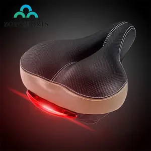 ZOYOSPORTS Sadel Sepeda Berbantalan C66, Sadel Kulit Empuk Busa dengan Lampu Belakang Tahan Air Lembut Bersirkulasi