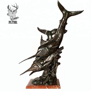 Decorazione esterna bronzo grande Marlin pesce fontana scultura - Product Image 3