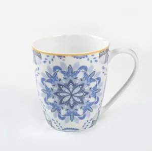 Gxkc Luxe Bloemen Art Design 360cc Wit Porselein Keramische Mok Koffie Mok