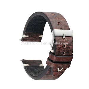 Cinturino <span class=keywords><strong>per</strong></span> Orologio <span class=keywords><strong>in</strong></span> Vera Pelle Marrone Vintage di Lusso Fatto a Mano 18mm/20mm/22mm/24mm - Product Image 5