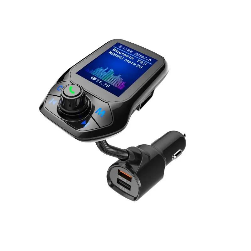 Alta qualità 1.8 "TFT Display a colori QC3.0 caricatore veloce doppia porta USB T43 lettore Mp3 Car Kit trasmettitore Fm