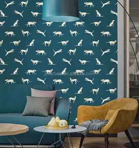Modern Pure Color Background Snow Leopard Pattern PVC Home Wallpaper