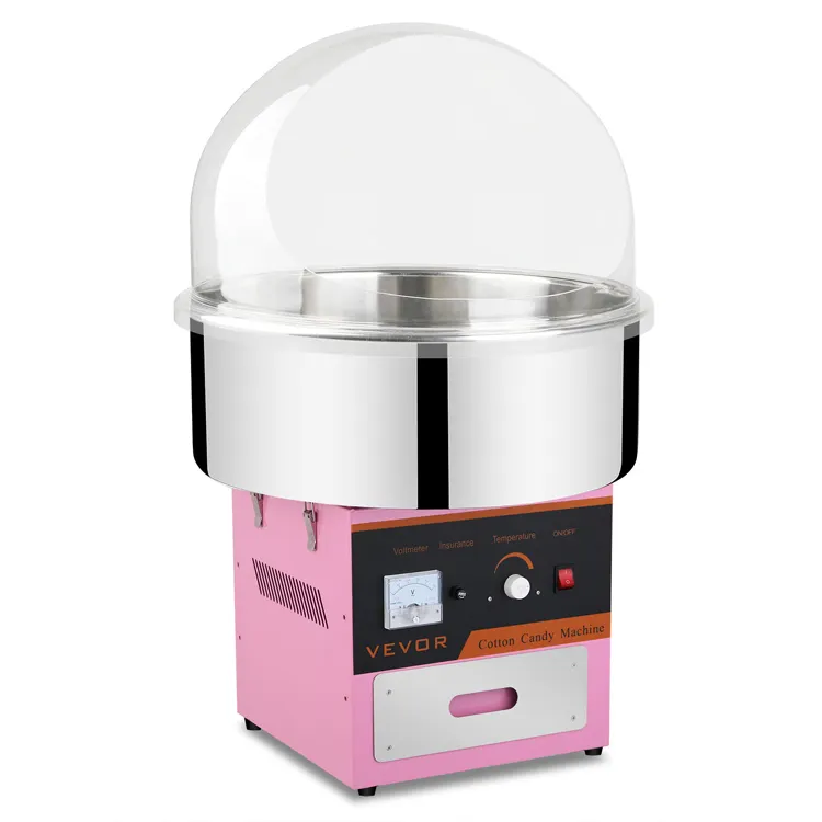 Commercial Electric Cotton Candy Machine Floss Maker Pink with Bubble Cover with Rohs