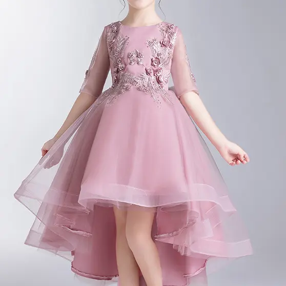 Girls birthday princess dress fluffy children's dress skirt catwalk piano costumes small host flower girl wedding dress