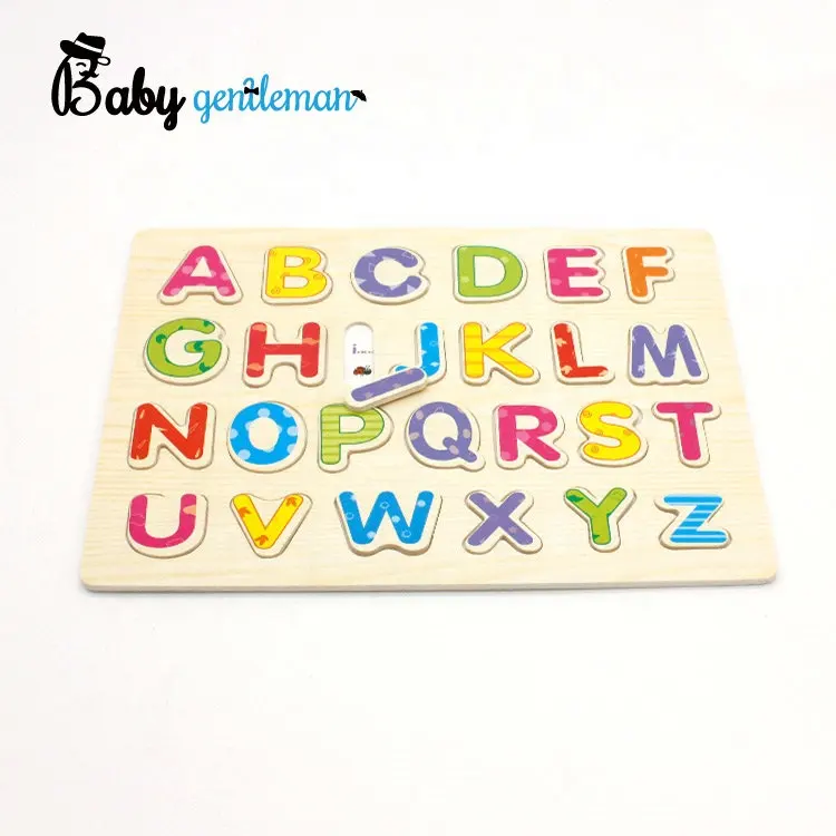 Оптовая продажа, Ранняя английская обучающая игрушка, деревянные головоломки в форме алфавита для детей Z14085B