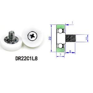 Puleggia con cuscinetto rivestito in plastica <span class=keywords><strong>DR22</strong></span> B1L8 <span class=keywords><strong>DR22</strong></span> C1L8 per cassetto portamonete, puleggia a vite da 22mm, cuscinetto di ricambio per cassetto - Product Image 2