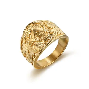 Anillos masónicos de diseño personalizado para mujeres y hombres, anillos de banda masónica de acero inoxidable 316, regalos de compromiso de fiesta chapados en oro