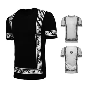 urban short men cotton fabric Suppliers-Fashion printing slim fit wholesale hip hop cotton fabric cultural tshirt men clothing in Stock / OEM Custom