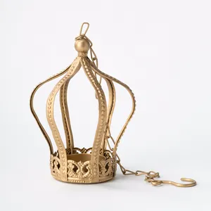 Castiçal de ouro em forma de coroa, decoração de casamento, suporte de velas de metal