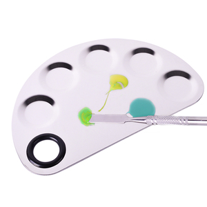 De acero inoxidable paleta de maquillaje de espátula Semi círculo de sombra de ojos de Color de esmalte de uñas paleta de mezcla de la <span class=keywords><strong>placa</strong></span> - Product Image 2