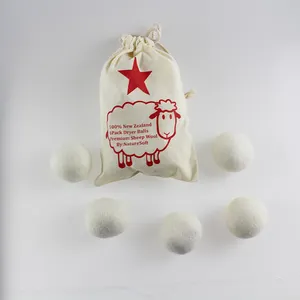 customized 6 packs in cotton bag 100% wool felt laundry drying ball