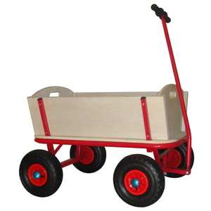 Chariot de jardin en bois pour enfants, chariot à pousser, outil, chariot de jardin en bois avec roues pneumatiques et panneaux en bois TC1812 - Product Image 6