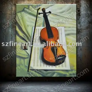 hand geschilderd muziekinstrument schilderij viool op canvas door bekwame artist